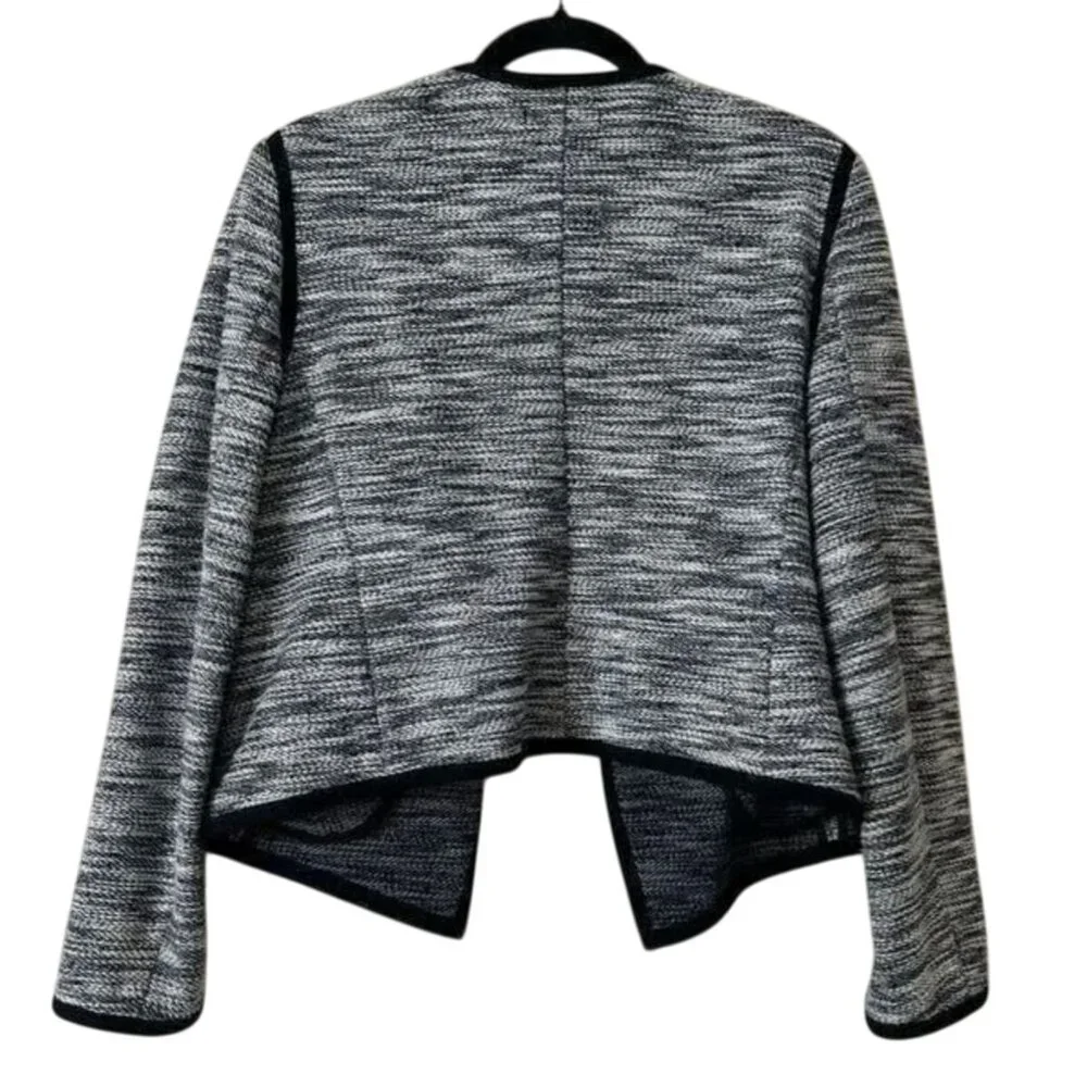 Ann Taylor Open‎ Front Blue Tweed Knit Blazer Jacket w/Pockets Size S Cardigan